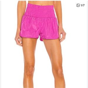FP Movement by Free People Hot Pink Smocked-Waist Athletic Shorts